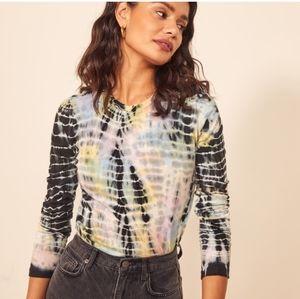 Reformation Eddie Long Sleeve Tee in Black Rainbow